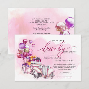 Convites Chá de fraldas de Unidade por Carro vintage de Be