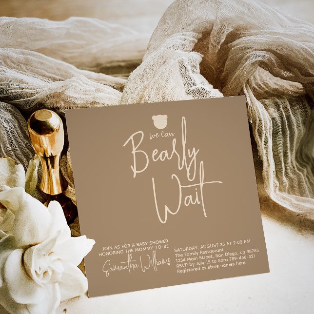 Convites Chá de fraldas de ursinho moderno minimalista (Criador carregado)