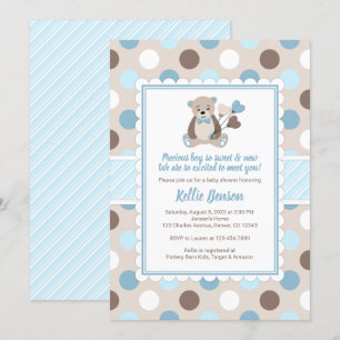 Convites Chá de fraldas de urso azul