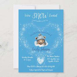 Convites Chá de fraldas De Urso Azul De Neve Elevado