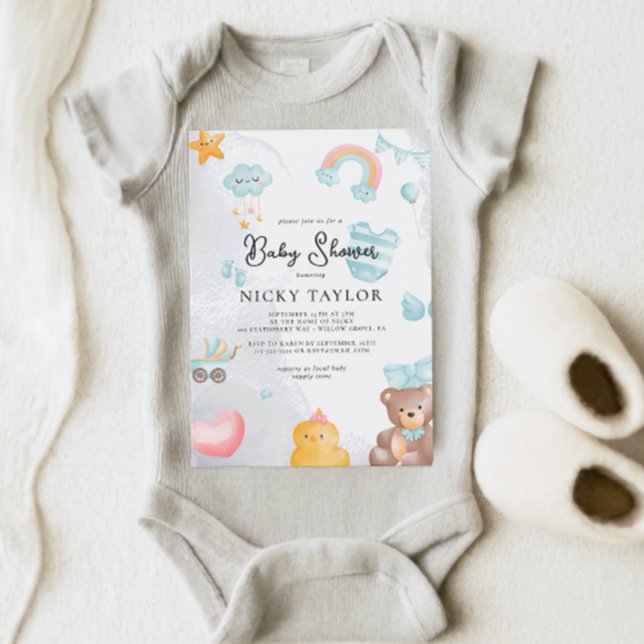 Convites Chá de fraldas de Urso de Corte (Criador carregado)