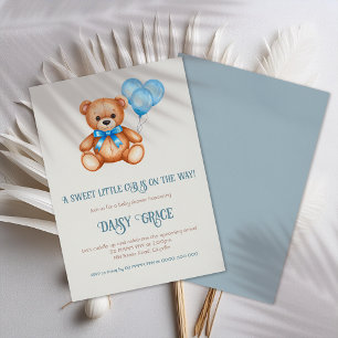 Convites Chá de fraldas De Urso De Teddy, Cubo Doce