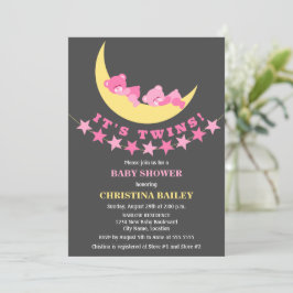 Convites Chá de fraldas de Urso de Teddy Gêmeas