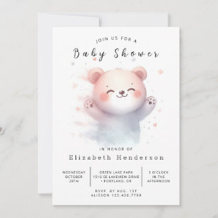Convites Chá de fraldas de Urso Editável Whimsy