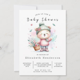 Convites Chá de fraldas de Urso Editável Whimsy