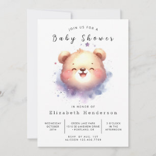 Convites Chá de fraldas de Urso Imprimível Whimsy