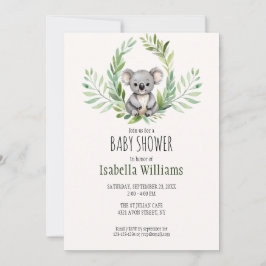 Convites Chá de fraldas de Urso Koala Mínimo Bonito