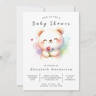 Convites Chá de fraldas de Urso Online Bohemian