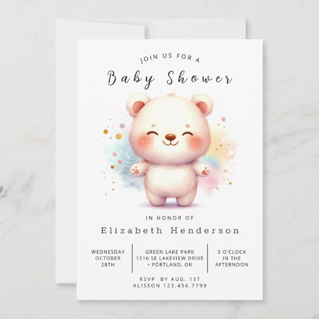 Convites Chá de fraldas de Urso Online Divertido (Frente)