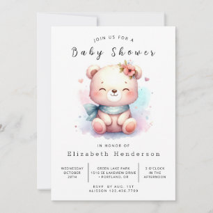 Convites Chá de fraldas de Urso Personalizado do Woodland