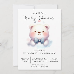 Convites Chá de fraldas de Urso Simples Encantado