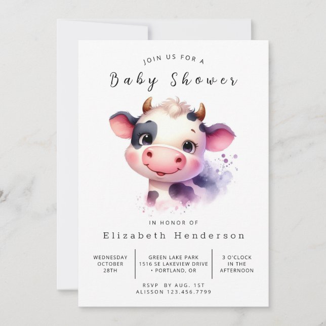 Convites Chá de fraldas de Vaca Chic Barn Personalizado (Frente)