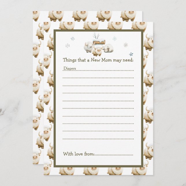 Convites Chá de fraldas de Vaca do Ártico Ártico de Inverno (Frente/Verso)