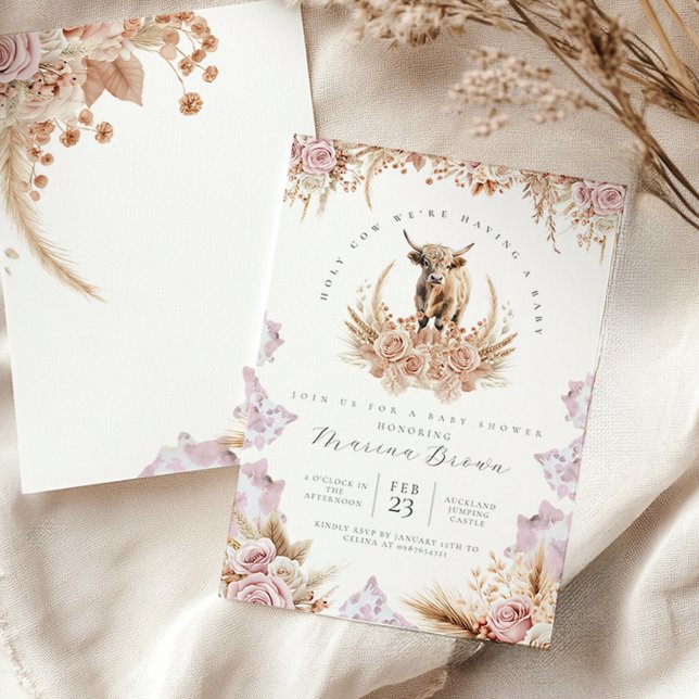 Convites Chá de fraldas de Vaca Highland, Santa Vaca que te (Criador carregado)