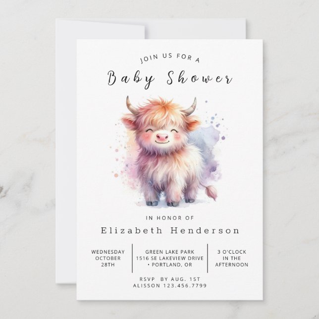 Convites Chá de fraldas de Vaca Moderna do Chic Online (Frente)