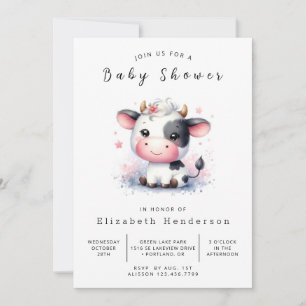Convites Chá de fraldas de Vaca Whimsical Chic Pastel