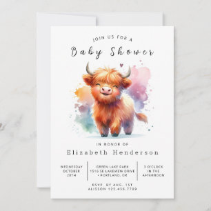 Convites Chá de fraldas de Vaca Whimsy para Animais Imprimí