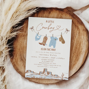 Convites Chá de fraldas de vaqueiro azul-ocidental