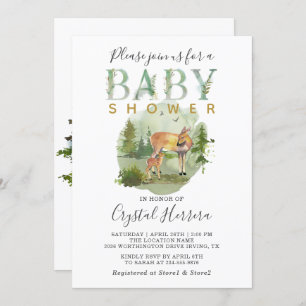 Convites Chá de fraldas de Veado da Floresta de Madeira Rús