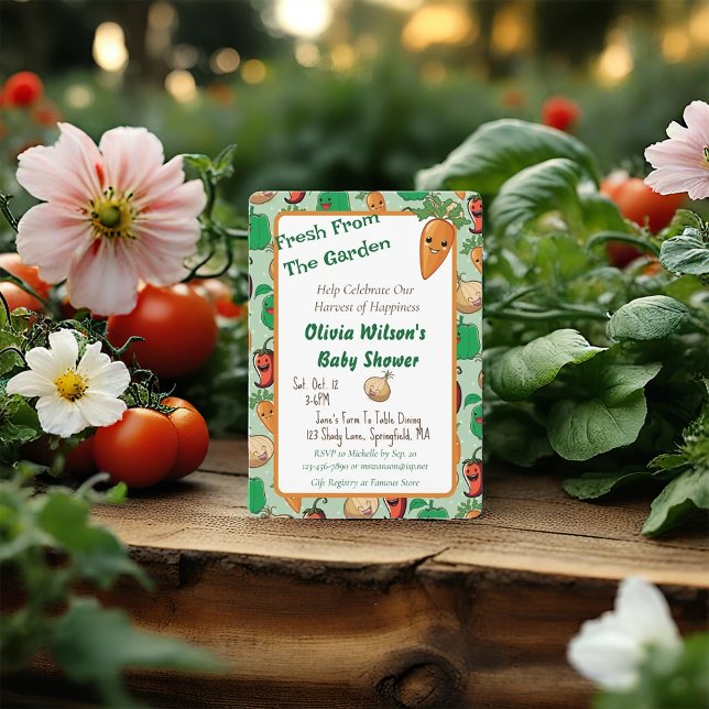 Convites Chá de fraldas de Veggies Sorrindo (Criador carregado)