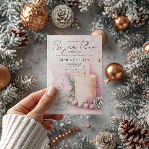 Convites Chá de fraldas de Velas de Natal com Aquarela