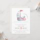 Convites Chá de fraldas de veleiro vermelho-azul-pastel, br (Frente/Verso In Situ)