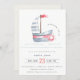 Convites Chá de fraldas de veleiro vermelho-azul-pastel, br (Frente/Verso)