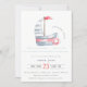 Convites Chá de fraldas de veleiro vermelho-azul-pastel, br (Frente)