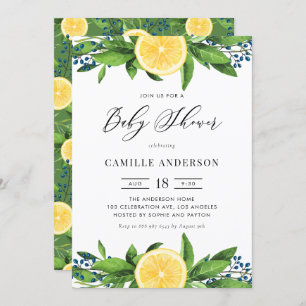 Convites Chá de fraldas de Verão das Berries Azuis