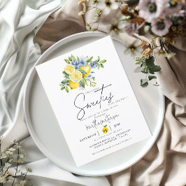 Convites Chá de fraldas de Verão de Fruta azul-limão-gêmeo