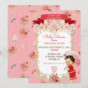 Convites Chá de fraldas de Verão de praia Victoriana