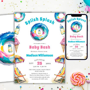 Convites Chá de fraldas de Verão de Splash Baby Bash