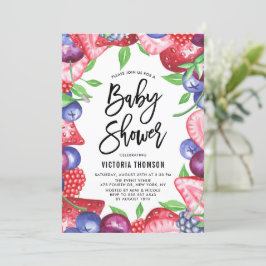 Convites Chá de fraldas de Verão do Frame Berries Watercolo