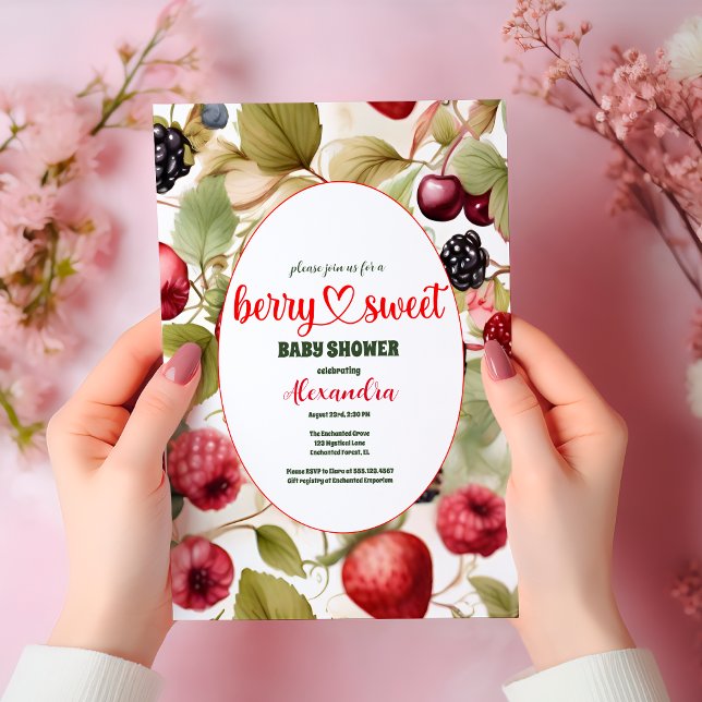 Convites Chá de fraldas de Verão para Berries Mistos de Aqu (Criador carregado)