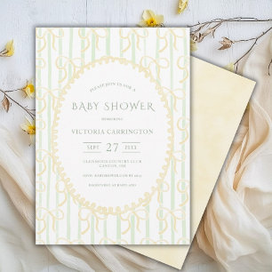 Convites Chá de fraldas de Vintage com fitas e tiras amarel