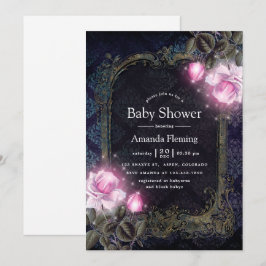 Convites Chá de fraldas de Vintagem Floral com Espumantes M