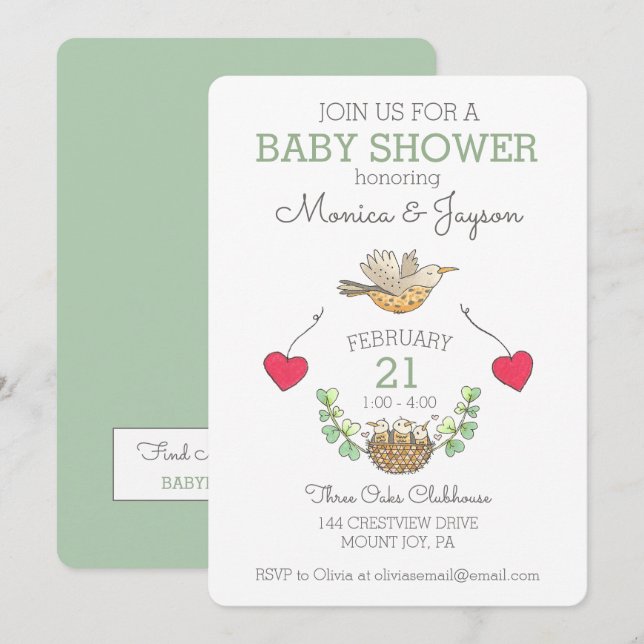 Convites Chá de fraldas de Voo da Mama Bird, mais doce, ver (Frente/Verso)