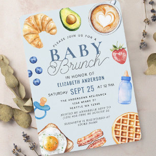Convites Chá de fraldas de Watercolor Baby Brunch Boy