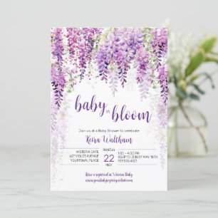 Convites Chá de fraldas de Wisteria de Aquarela Puro