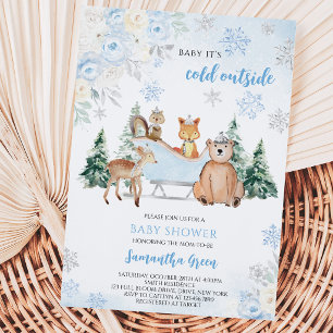 Convites Chá de fraldas de Woodland Azul
