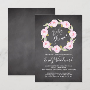 Convites Chá de fraldas de Wreath Floral Rosa