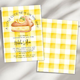Convites Chá de fraldas de Xadrez de Gingham Amarelo Pequen