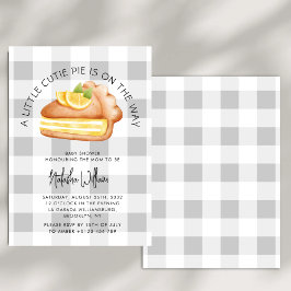 Convites Chá de fraldas de Xadrez de Gingham, Pequeno Cutie