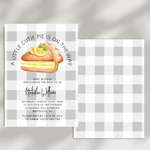 Convites Chá de fraldas de Xadrez de Gingham, Pequeno Cutie