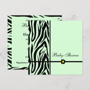 Convites Chá de fraldas de Zebra Negra e Verde