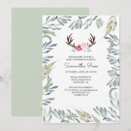 Convites Chá de fraldas DEER ANTLER Convidado - Rapariga