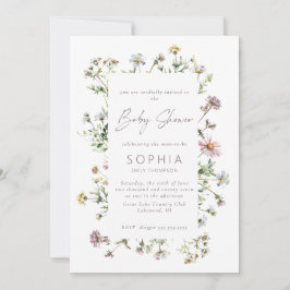 Convites Chá de fraldas delicado de flor silvestre