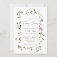 Chá de fraldas delicado de flor silvestre