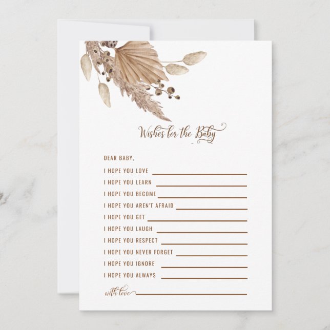 Convites Chá de fraldas deseja o bebê pampas III (Frente)