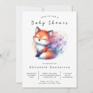 Convites Chá de fraldas Design Fox Vibes Natural
